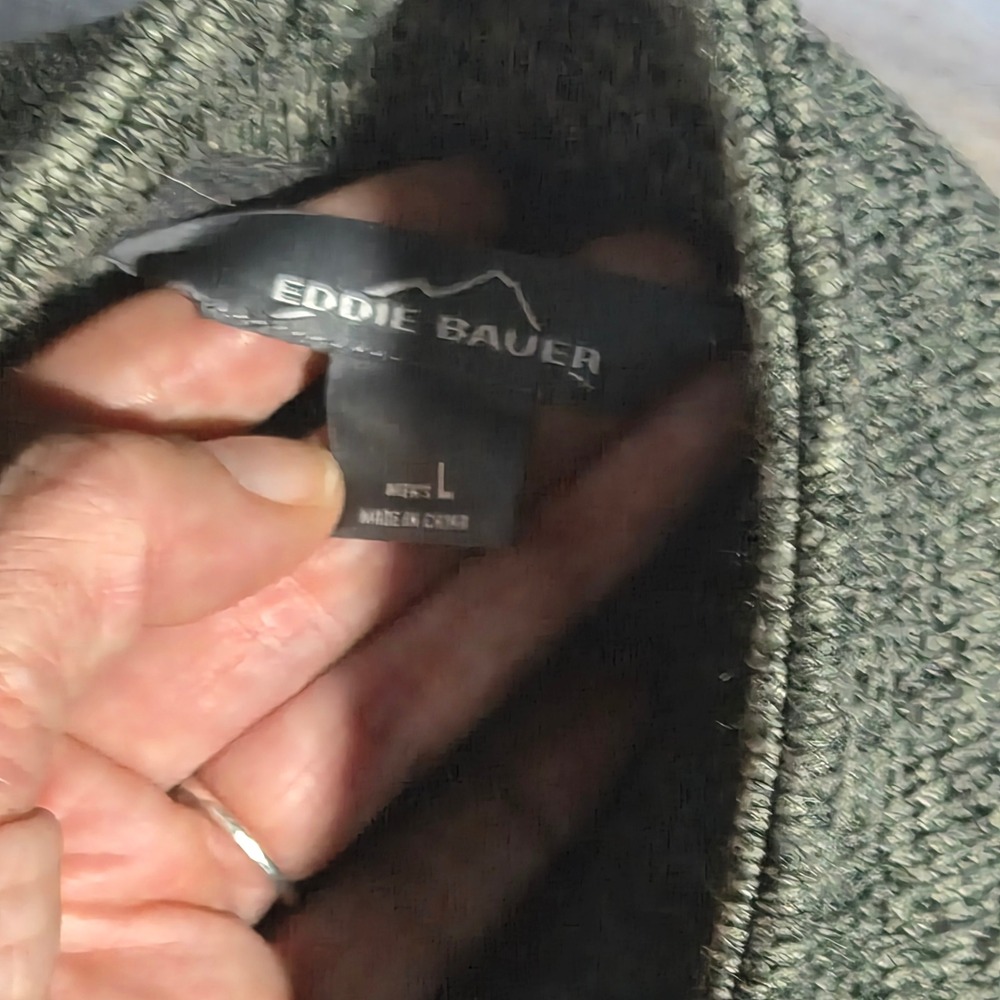 Eddie Bauer Mens Large Sweater Fleece Jacket Full Zip Snap Cabincore Outdoor - Picture 5 of 13